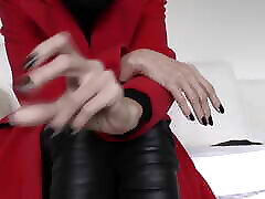 Lady Victoria Valente - Red Coat, Black Leather Pants, Beautiful Hands, Black Fingernails, Close-ups, JOI Lady Victoria Valente - Red Coat, Black Leather Pants, Beautiful Hands, Black Fingernails, Close-ups, JOI