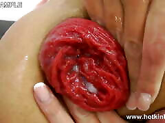 Gigantic Blue Dildo in Hotkinkyjo Butt & Anal mistreatment of nipples Extreme