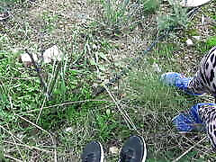 Unfaithful Turkish hot wife cheating with stepson outdoor in a public park