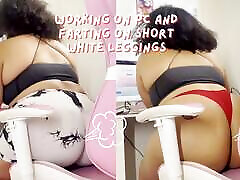 BBW Working on Pc xxx tad5505 Farting on Short White Leggings