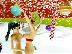 3DGSPOT - XXXmas Bimbo Dancers Shake Their Big Tits! 3D ANIMATION!
