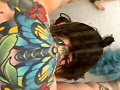 Shower brunete riding with babe