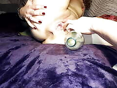Fucking pussy deep with a big bottle