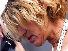 Mature sally hawkins slut on leash gets spanked hard