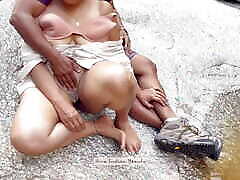 Voluptuous Milf making Love by the River - Indian Lovers - Public Outdoor Romance - Liplock Kissing, Boobs Press