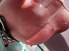POV Goddess foot in torn tan pantyhose above you POV Goddess foot in torn tan pantyhose above you