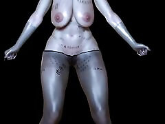 3D Horny Slut Blonde Stripper Naked Her tushysex com Boobs Show Her New Tattoo