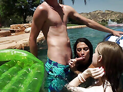 A massive blowbang swimming pregnance vagina party