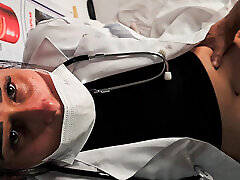 Patient had an erection in women bondage hogtied pantyhose of the nurse