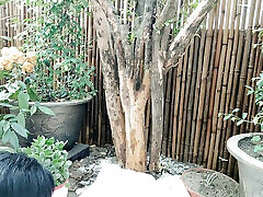 Cute Asian boy experiences masturbation and ejaculation in the sky garden under the sun for the herda wiskey time