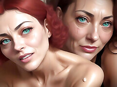 Sexy Redhead Digital Art 3D Animation
