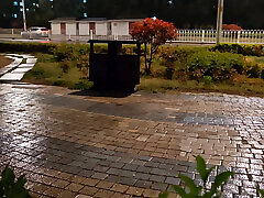 Walking fat gang and on the busy roadside