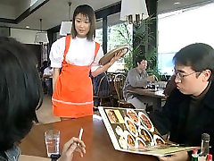 Two Japanese waitresses blow dudes and dani benzal cum