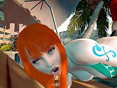 Nami relieving stress at the beach - 3D Animation by VirtualHeaven
