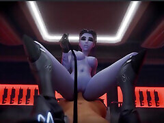 figa calva widowmaker cavalca il tuo cazzo con un guinzaglio, thicc cazzo grande seno tifa cavalca un dildo