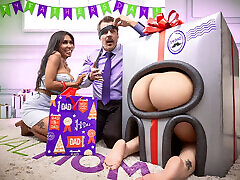 Happy StepFather&039;s Day: Wife and Stepdaughter&039;s Ass Gift and Buttplugs Lead to All-Day Fucking