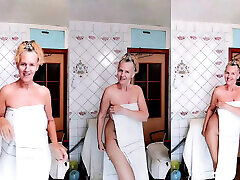 calda casalinga lukerya in lingerie di pizzo bianco