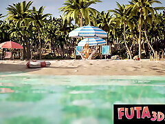 Futa3DX - Redhead Futa Fucks Blonde Babe On The Beach