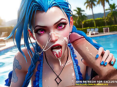3D Animation : League of Legends - Jinx Titjob Cum On Face Uncensored Hentai