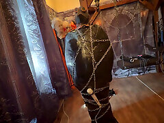 Final Part:- Domina Satana & Bag live naughty secretary dylan ryder in chains and pallets wrap