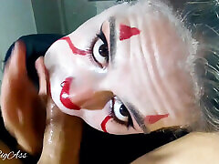 Halloween deep throat and cum swallow gargle