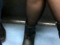 French Pantyhose legs subway train black nylon French Pantyhose legs subway train black nylon