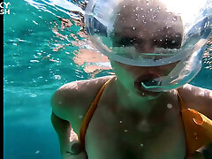 Snorkel Slut in Paradise - redhead huge slut Flash & Naughty Tease
