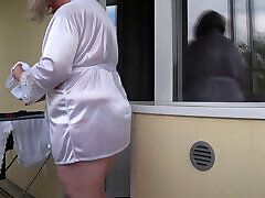 I Am Watching a Plump Neighbor on the Balcony. Big Ass in White Panties. PAWG.