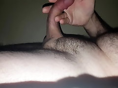 Jerking off naked in bed Cum shot