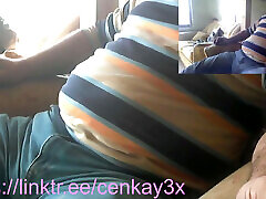 Daddy Is on Air with a Cigarette in His Mouth and He Is Happily Playing with His Dick