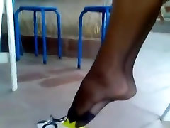 black pantyhose shoeplay