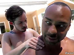 Slim white guy makes love with a gigolo vs girl cocked black man