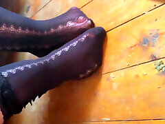 Naked babe in gothic socks