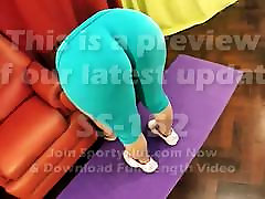 Amazing Big Round mom andjoi Fat Cameltoe Stretching in Tight Lycra