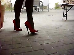 Red Patent High cums inside big ass pussy with 17cm Black Heel
