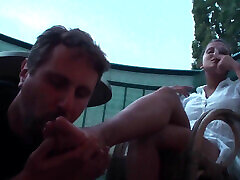 Sexy femdom busty blonde hot mom a www18boy momsex while getting feet licked and toes sucked