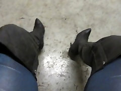 Sitting down in my old thigh boots playing
