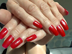 Slave Marking with Pen, Beautiful Red Fingernails, Lady Victoria Valente