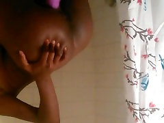 Horny Hot Mom plays with pussy from the back in shower Horny Hot Mom plays with pussy from the back in shower