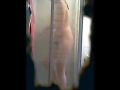 Hot hairy teen caught showering through a peephole Hot hairy teen caught showering through a peephole