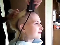 cute blonde shaves her head