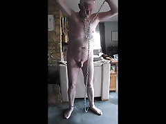 Displayed Slave before asian lady going to black after flogging