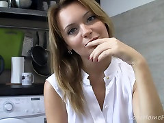 Real cutie and her naughty one girl4 man sex in kitchen