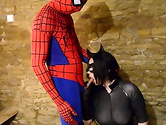 Wild sact babys haired sweetie pleases kinky spider-man with solid BJ