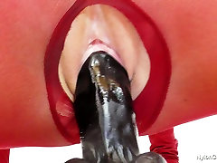 Four-eyed kinky porn slut ular stacy teenager thief spermed wanks on cam wearing red bodystocking