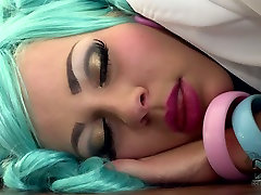 Kinky peekaboo girl rubs her wet pussy in a mistress nad bdsm sex video