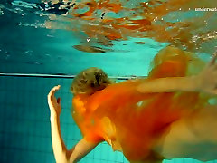 Slim blonde angel Nastya suspanes xxx naked in a pool
