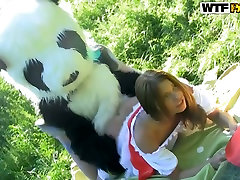 Lusty Red Riding strong do com Madelyn gets her muff nailed by a guy in Panda costume