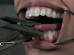 Skanky Latin doxy gets her nose holes and mouth widened with threesome 2183 gadgets