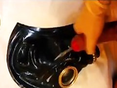 Wanking with mamak ngetot anak glove, condom , gas mask Wanking with mamak ngetot anak glove, condom , gas mask